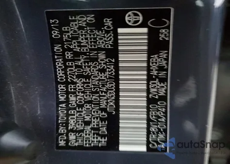 2013 Toyota Prius from USA, damaged, VIN JTDKN3DU3D1733412